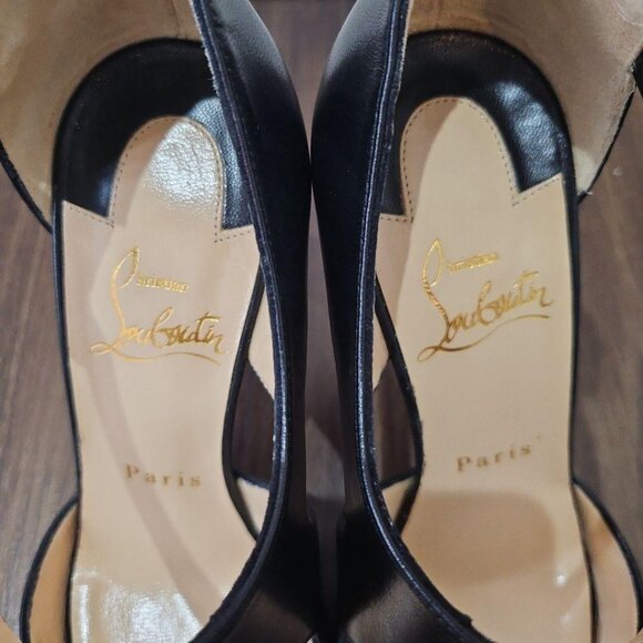 Christian Louboutin Sharpeta D'Orsay Black Leather Pumps - Picture 3 of 16